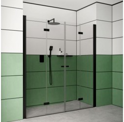 Deante Kerria Plus Nero Двери для ниши складные, стекло прозрачное, черный профиль