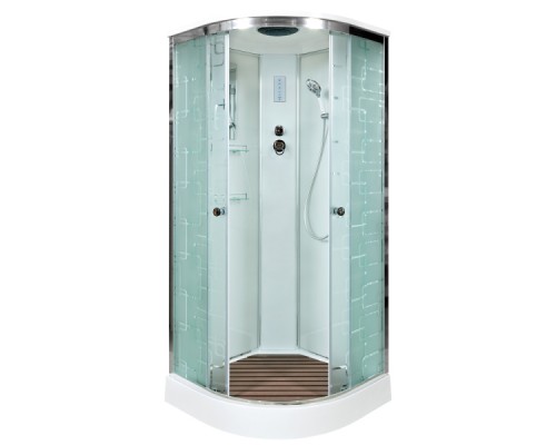 Душевая кабина AvaCan EM1580EL AVA 80x80 с электрикой, стекла с узором, профиль хром