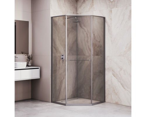 Душевой уголок RGW SV-82Gr "R" 100x100 33328200-310R стекло тонированное, профиль серый