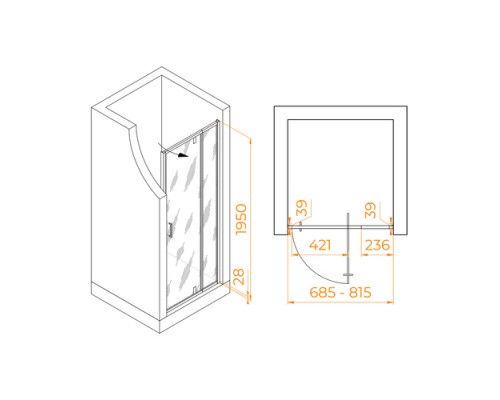 Душевая дверь RGW Passage 70x195 PA-017 стекло прозрачное, профиль хром