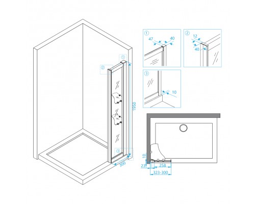 Боковую стенку дверь  RGW Z-42 прозрачное cтекло цвет профиля 8 мм 03064230-11