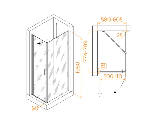 Душевой уголок RGW Leipzig LE-034 60x80 прозрачное стекло / профиль хром