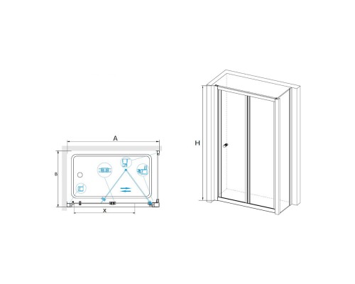 Душевой уголок RGW CL-41-1 (CL-21+Z-060-1) прозрачное cтекло цвет профиля 4 мм 040941190-0