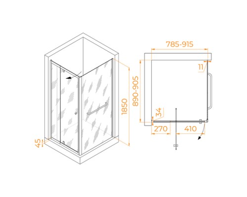 Душевой уголок RGW PA-44-1 (PA-02 + Z-060-1) 800x900