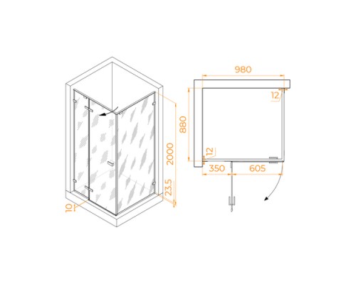 Душевой уголок RGW Stilvol SV-040B 100x90 черный, матовое 353204009-24