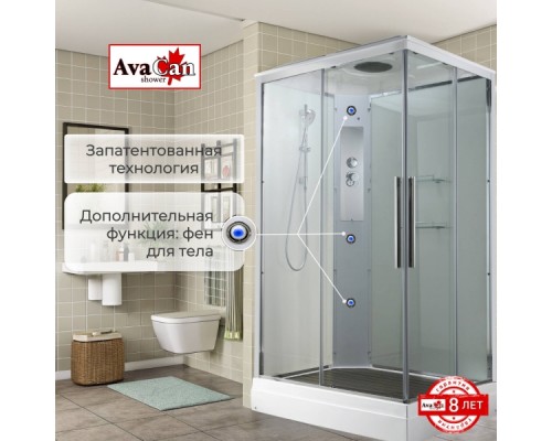 Душевая кабина AvaCan K2011 AVA 110x90 стандарт, стекла прозрачные, профиль хром