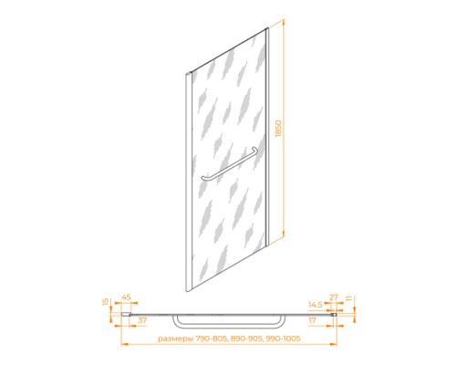 Боковую стенку дверь  RGW Z-060-1-B прозрачное cтекло цвет профиля 6 мм 352206100-14