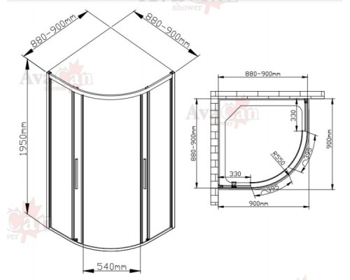 Душевой уголок Avacan HC 90 AVA 90x90 стекла прозрачные, профиль хром