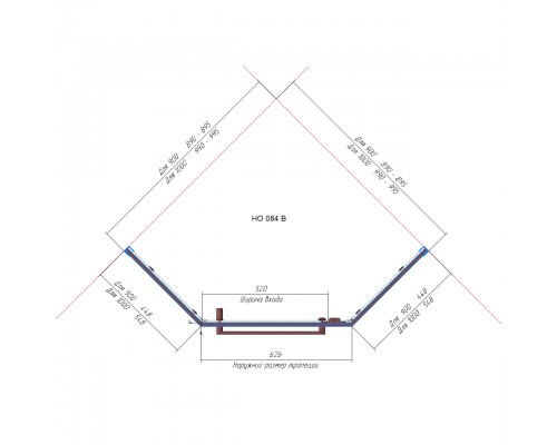 Душевой уголок, трапеция RGW HO-084-W Сатинат cтекло цвет профиля 8 мм 350608499-25