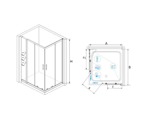Душевой уголок RGW HO-43 (HO-31 + Z-42) прозрачное cтекло цвет профиля 8 мм 03064381-11