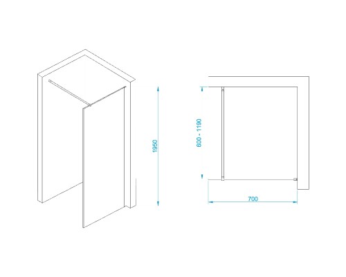 Душевая перегородка RGW WA-002 неподвижное Walk In cтекло прозрачное, 6 мм 70*195 xром 35100207-11