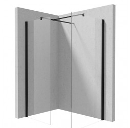 Deante KERRIA PLUS NERO WALK-IN Кабина прямоугольная, стекло прозрачное, черный профиль