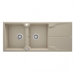 Deante Andante песочный - мойка 2 чаши с крылом, 1160*500*224 мм + сифон SPACE SAVER