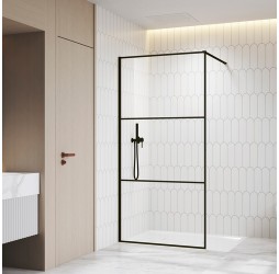 Душевая перегородка RGW 100x200 WA-09B стекло прозрачное, профиль матовый черный