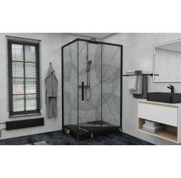 Душевой уголок Avacan FB 160-180+ SB 80 AVA 160-180x80 стекла с рисунком, профиль черный