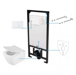 Deante Anemon Zero Комплект 6 в 1 с инсталляцией, кнопка белая