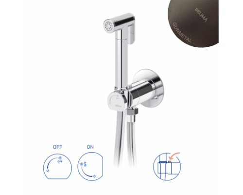 Встроенный смеситель для биде / унитаза, угол открытия 180 °. Ручной душ из латуни - EloR 145 110 3MG Gunmetal