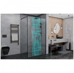 Душевая перегородка  Avacan LB100 AVA 100x200 стекла с рисунком, профиль черный