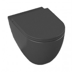 Isvea Infinity Clearim Plus Унитаз подвесной безободковый, антрацит с крышкой для унитаза Slim (медленно опуск.)