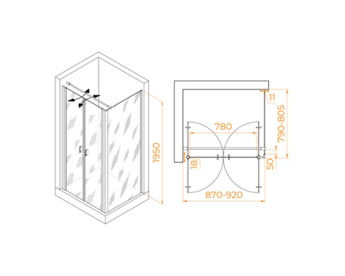Душевой уголок RGW Passage PA-144 90х80 060814498-011