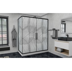 Душевой уголок Avacan FB2 170-190 + SB100 MT AVA 170-190x100 стекла матовые с рисунком, профиль черный