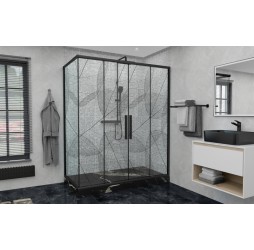 Душевой уголок Avacan FB2 190-210 + SB80 AVA 190-210x80 стекла с рисунком, профиль черный