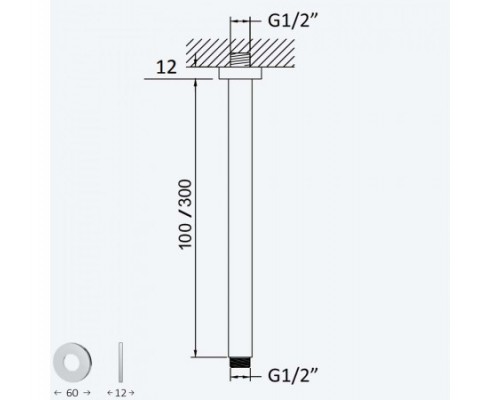 Душевой кронштейн, потолочный - 300 мм - EloR 145 621 1NS Night sky