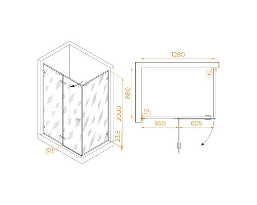 Душевой уголок RGW Stilvol SV-040B 130x90 черный, прозрачное 353204039-14