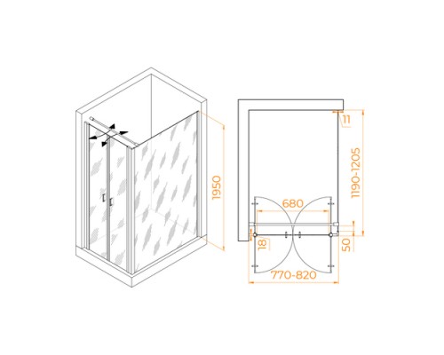 Душевой уголок RGW Passage PA-144 80х120 060814482-011