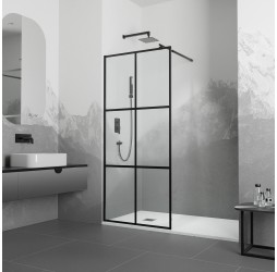 Душевую перегородку RGW WA-111 B неподвижное Walk In cтекло прозрачное(Принт) 8 мм чёрный