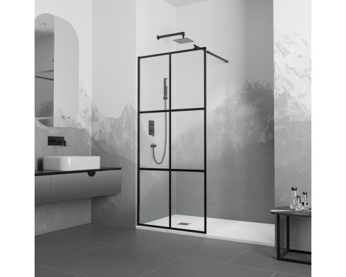 Душевая перегородка RGW WA-111 B неподвижное Walk In cтекло прозрачное(Принт) 8 мм чёрный  411011110-84