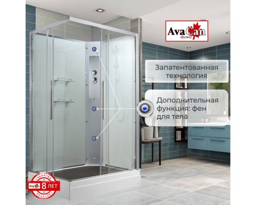 Душевая кабина AvaCan K2011N AVA 110x90 без крыши, стекла прозрачные, профиль хром