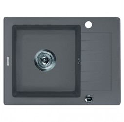 Deante Zorba серый металлик - мойка 1 чаша с крылом, 580*440*160 мм + сифон