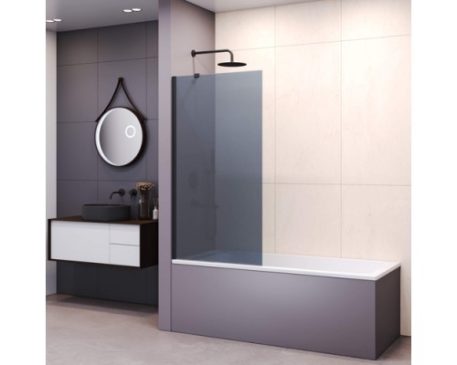 Стационарная шторка для ванны RGW Screens SC-151B 80х150 тонированное стекло (Серое) 6мм 351115108-34