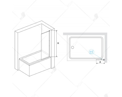 Стационарная шторка на ванну RGW SC-056 30*150 прозрачное стекло 6 мм 351105630-11