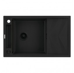 Deante Magnetic черный - мойка 1 чаша с крылом, 820*500*205 мм + сифон SPACE SAVER