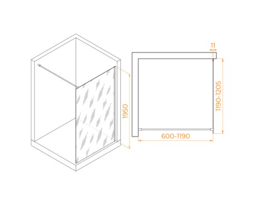 Душевая перегородка Walk-In RGW 120x195 WA-110 стекло тонированное, профиль хром