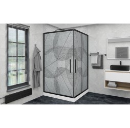 Душевой уголок Avacan KB 100-110 МТ AVA 100x100 стекла матовые с рисунком, профиль черный