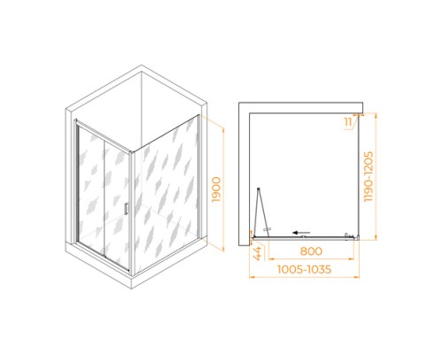 Душевой уголок RGW Passage PA-142 100х120 060814202-11 профиль хром, стекло прозрачное