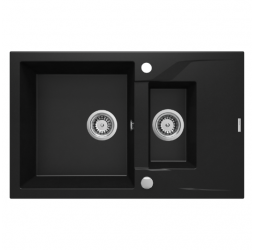 Deante Andante черный - мойка 1,5 чаши с крылом, 780*490*180 мм + сифон SPACE SAVER