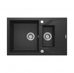 Deante Andante графитовый - мойка 1,5 чаши с крылом, 780*490*180 мм + сифон SPACE SAVER
