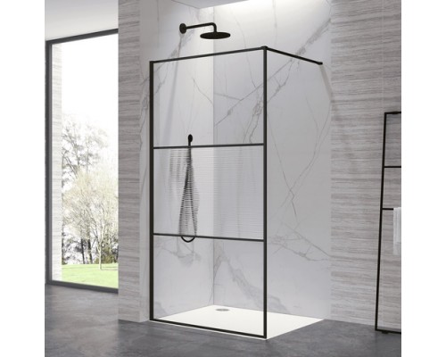 Душевая перегородка RGW 90x200 WA-09B стекло рифленое 8мм, профиль матовый черный
