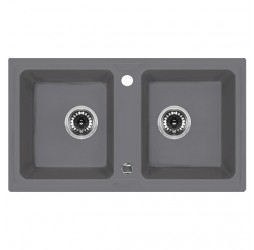 Deante Zorba серый металлик - мойка 2 чаши, 780*435*180 мм + сифон