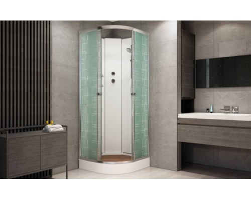 Душевая кабина AvaCan EM1590NLED AVA 90x90 б/к, LED, стекла с узором, профиль хром
