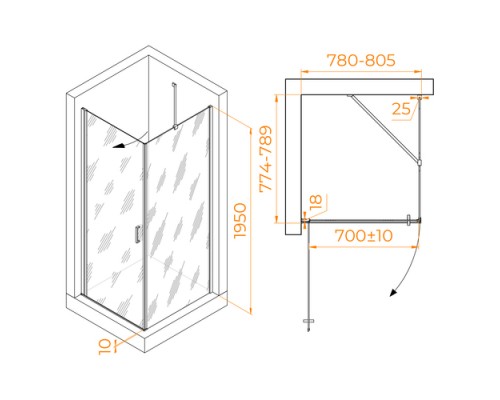 Душевой уголок RGW Leipzig LE-034 80x80 прозрачное стекло / профиль хром