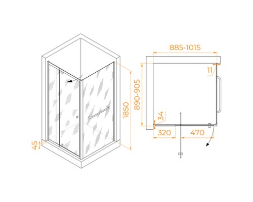 Душевой уголок RGW PA-32-1 (PA-02 + Z-060-1)