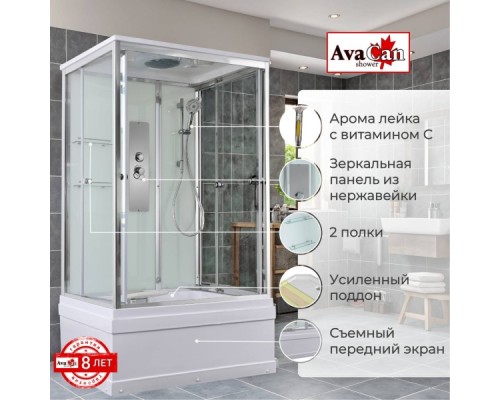 Душевая кабина AvaCan V5012 AVA 120x90 стандарт, стекла прозрачные, профиль хром