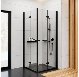 Deante Kerria Plus Nero Кабина квадратная, стекло прозрачное, черный профиль