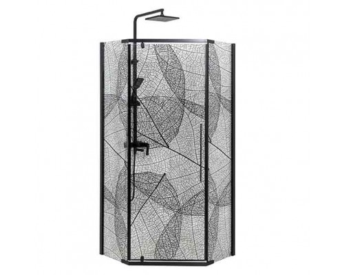 Душевой уголок Avacan PB 100 AVA 100x100 стекла с рисунком, профиль черный