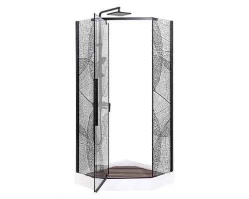 Душевой уголок Avacan PB 100 AVA 100x100 стекла с рисунком, профиль черный